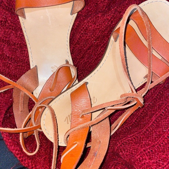Madewell The Boardwalk Ankle-Tie Sandal Chestnut Brown Leather G4998 Ladies 7.5 - Picture 5 of 9